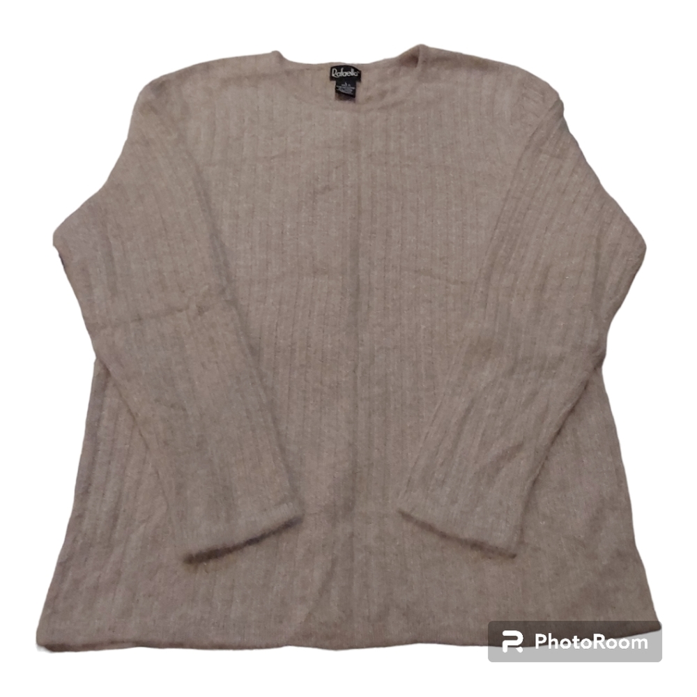 Rafaella sweater Lg knitted tan lambswool mohair & nylon long sleeve super soft